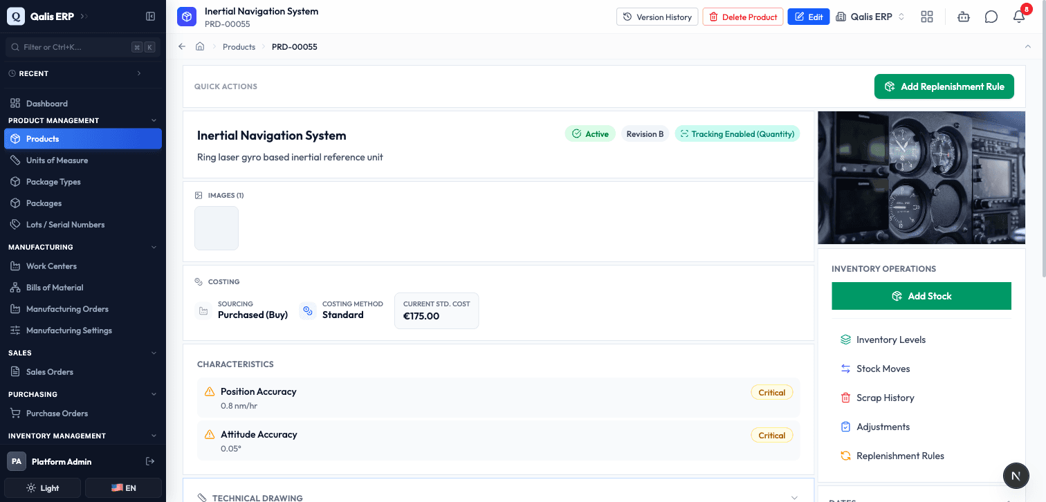 A product detail page with the Version History button in the top bar