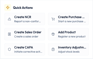 The Quick Actions shortcuts