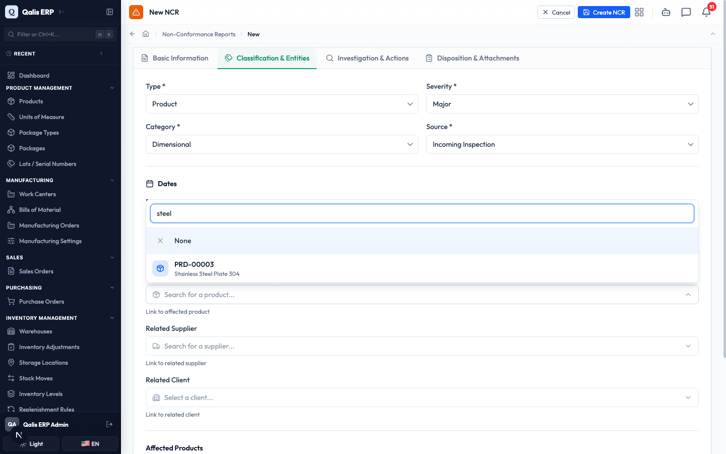 Searching the Related Product picker, which filters the product list as you type