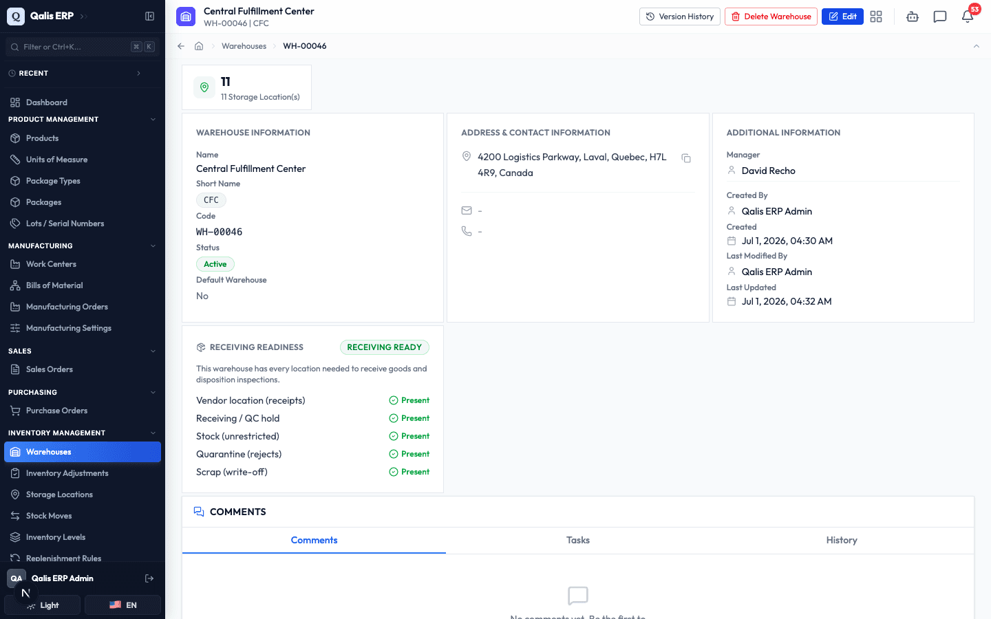 The detail page after the edit, now showing the assigned manager