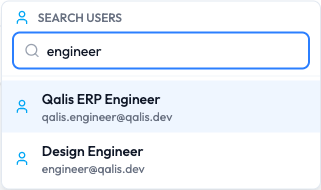 Searching for a person after choosing User, showing two matching teammates