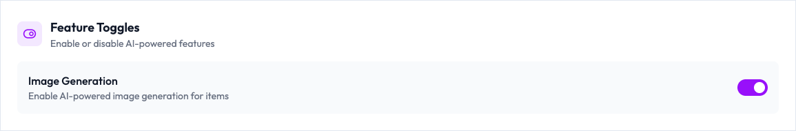 The Configuration tab with the Image Generation switch turned on
