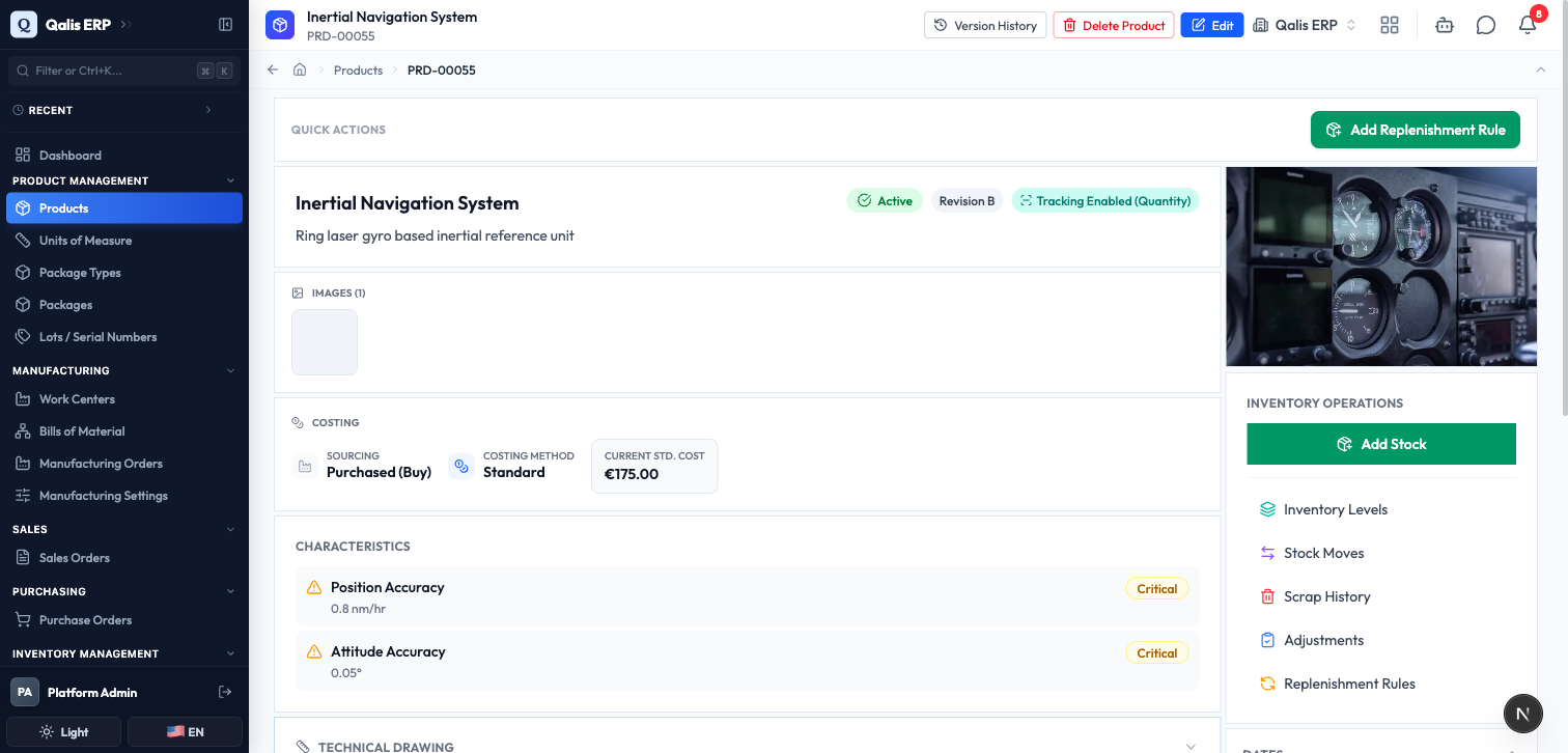 A product detail page with the Version History button in the top bar
