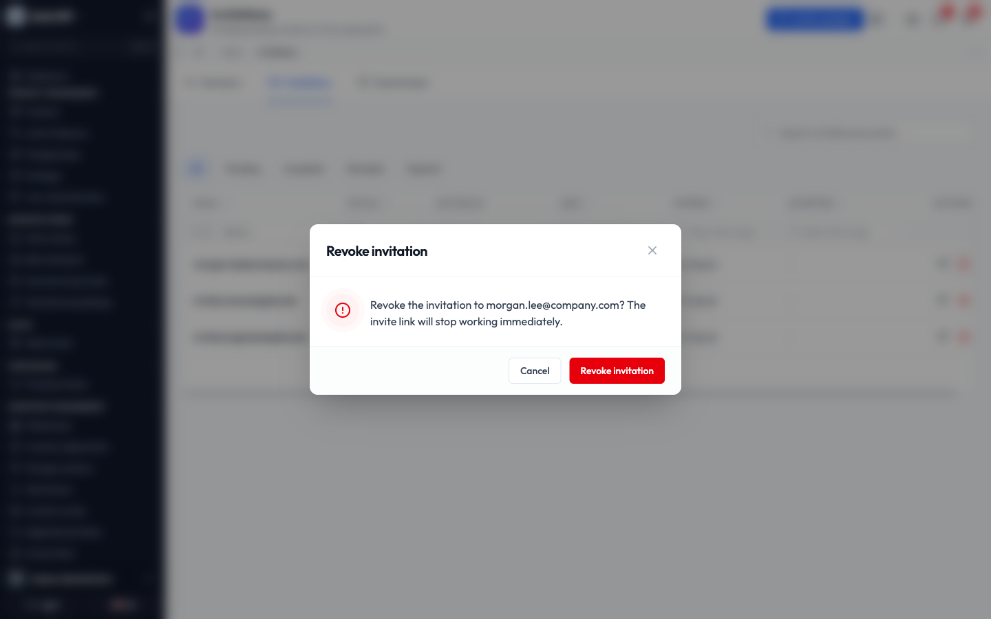 The revoke confirmation dialog