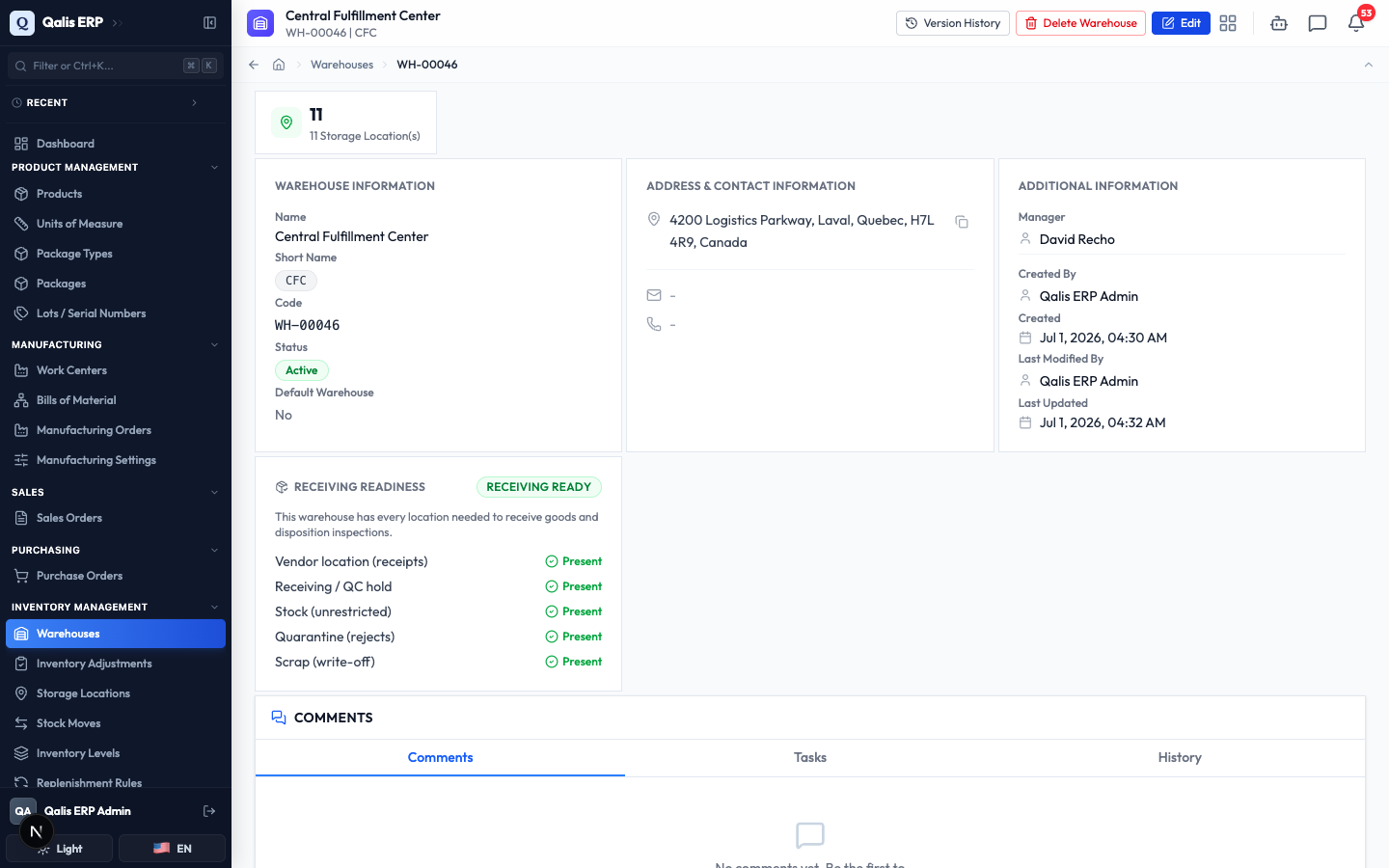 The detail page after the edit, now showing the assigned manager